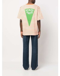 T-shirt girocollo a righe orizzontali arancione di Kenzo