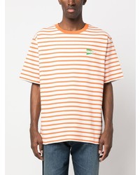 T-shirt girocollo a righe orizzontali arancione di Kenzo