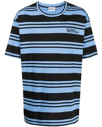 T-shirt girocollo a righe orizzontali azzurra di Blood Brother