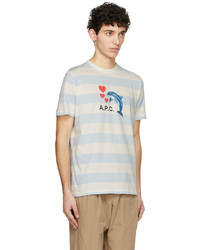 T-shirt girocollo a righe orizzontali azzurra di A.P.C.