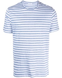 T-shirt girocollo a righe orizzontali azzurra di Boglioli