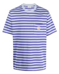 T-shirt girocollo a righe orizzontali azzurra di Carhartt WIP