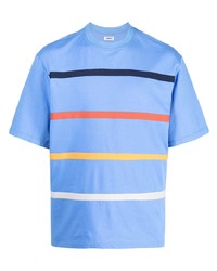 T-shirt girocollo a righe orizzontali azzurra di Coohem