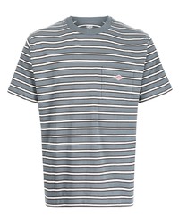 T-shirt girocollo a righe orizzontali azzurra di Danton