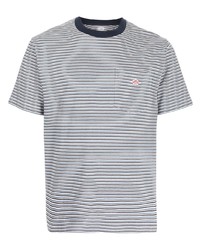 T-shirt girocollo a righe orizzontali azzurra di Danton