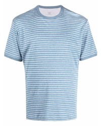 T-shirt girocollo a righe orizzontali azzurra di Eleventy
