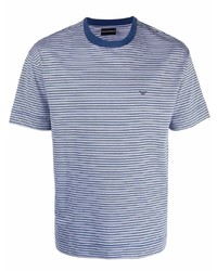 T-shirt girocollo a righe orizzontali azzurra di Emporio Armani