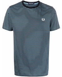 T-shirt girocollo a righe orizzontali azzurra di Fred Perry