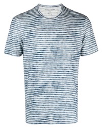 T-shirt girocollo a righe orizzontali azzurra di Majestic Filatures