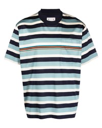 T-shirt girocollo a righe orizzontali azzurra di Pop Trading Company