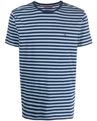 T-shirt girocollo a righe orizzontali azzurra di Tommy Hilfiger