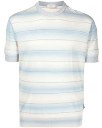 T-shirt girocollo a righe orizzontali azzurra di Z Zegna