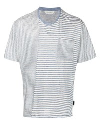T-shirt girocollo a righe orizzontali azzurra di Zegna