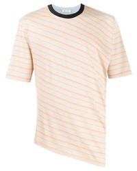 T-shirt girocollo a righe orizzontali beige di Marni