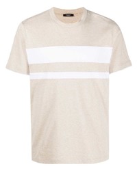 T-shirt girocollo a righe orizzontali beige di Peserico