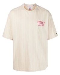 T-shirt girocollo a righe orizzontali beige di Tommy Jeans