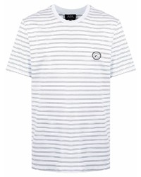 T-shirt girocollo a righe orizzontali bianca e blu scuro di A.P.C.