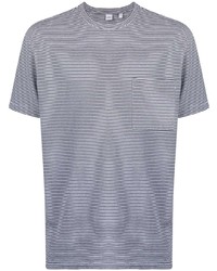 T-shirt girocollo a righe orizzontali bianca e blu scuro di Aspesi