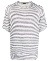 T-shirt girocollo a righe orizzontali bianca e blu scuro di Barena