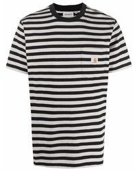T-shirt girocollo a righe orizzontali bianca e blu scuro di Carhartt WIP