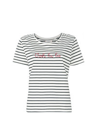 T-shirt girocollo a righe orizzontali bianca e blu scuro di Chinti & Parker