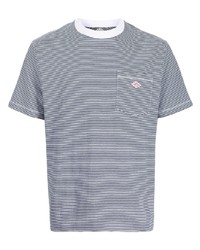 T-shirt girocollo a righe orizzontali bianca e blu scuro di Danton