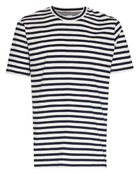 T-shirt girocollo a righe orizzontali bianca e blu scuro di Eleventy