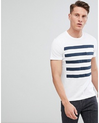 T-shirt girocollo a righe orizzontali bianca e blu scuro di French Connection