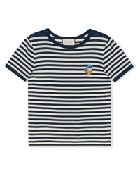 T-shirt girocollo a righe orizzontali bianca e blu scuro di Gucci