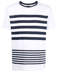 T-shirt girocollo a righe orizzontali bianca e blu scuro di Hackett
