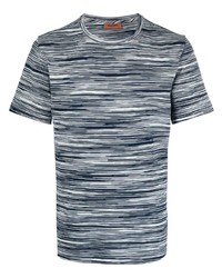 T-shirt girocollo a righe orizzontali bianca e blu scuro di Missoni