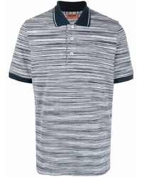 T-shirt girocollo a righe orizzontali bianca e blu scuro di Missoni