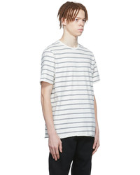 T-shirt girocollo a righe orizzontali bianca e blu scuro di rag & bone