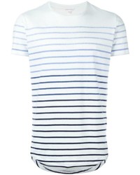 T-shirt girocollo a righe orizzontali bianca e blu scuro di Orlebar Brown