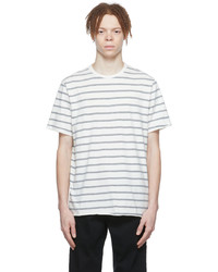 T-shirt girocollo a righe orizzontali bianca e blu scuro di rag & bone