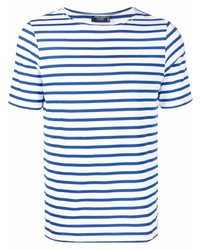 T-shirt girocollo a righe orizzontali bianca e blu scuro di Saint James