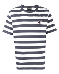 T-shirt girocollo a righe orizzontali bianca e blu scuro di SPORT b. by agnès b.