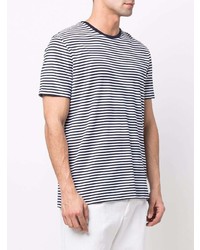 T-shirt girocollo a righe orizzontali bianca e blu scuro di Ralph Lauren Purple Label