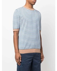 T-shirt girocollo a righe orizzontali bianca e blu scuro di Eleventy