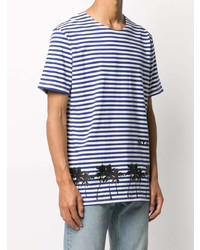 T-shirt girocollo a righe orizzontali bianca e blu scuro di Myar