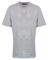 T-shirt girocollo a righe orizzontali bianca e blu scuro di The Gigi