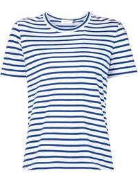 T-shirt girocollo a righe orizzontali bianca e blu di A.L.C.