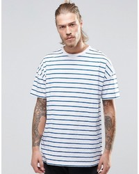 T-shirt girocollo a righe orizzontali bianca e blu di Asos