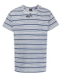 T-shirt girocollo a righe orizzontali bianca e blu di COOL T.M