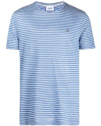 T-shirt girocollo a righe orizzontali bianca e blu di Dondup