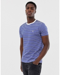 T-shirt girocollo a righe orizzontali bianca e blu di French Connection