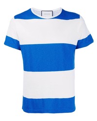 T-shirt girocollo a righe orizzontali bianca e blu di Gucci