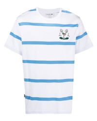 T-shirt girocollo a righe orizzontali bianca e blu di Lacoste