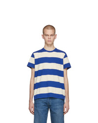 T-shirt girocollo a righe orizzontali bianca e blu di Levis Vintage Clothing