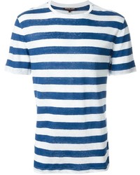 T-shirt girocollo a righe orizzontali bianca e blu di Michael Kors